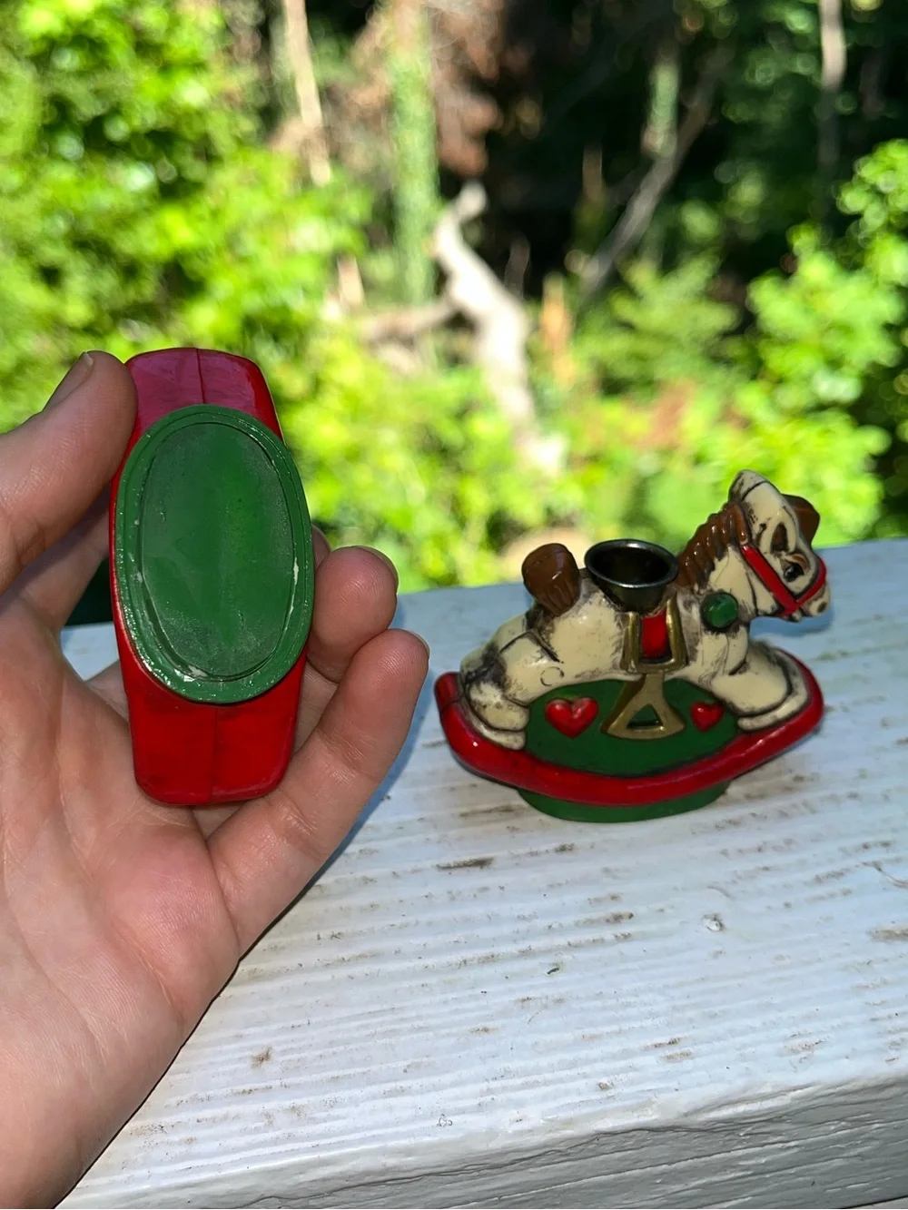 Vintage Christmas Rocking Horses Mini Taper Candlestick Candle Holders
